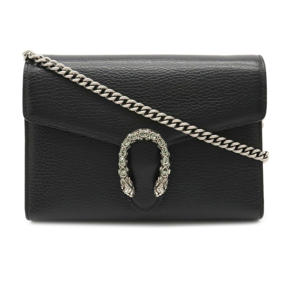 Gucci Black Leather Shoulder Bag with Silver Hardware